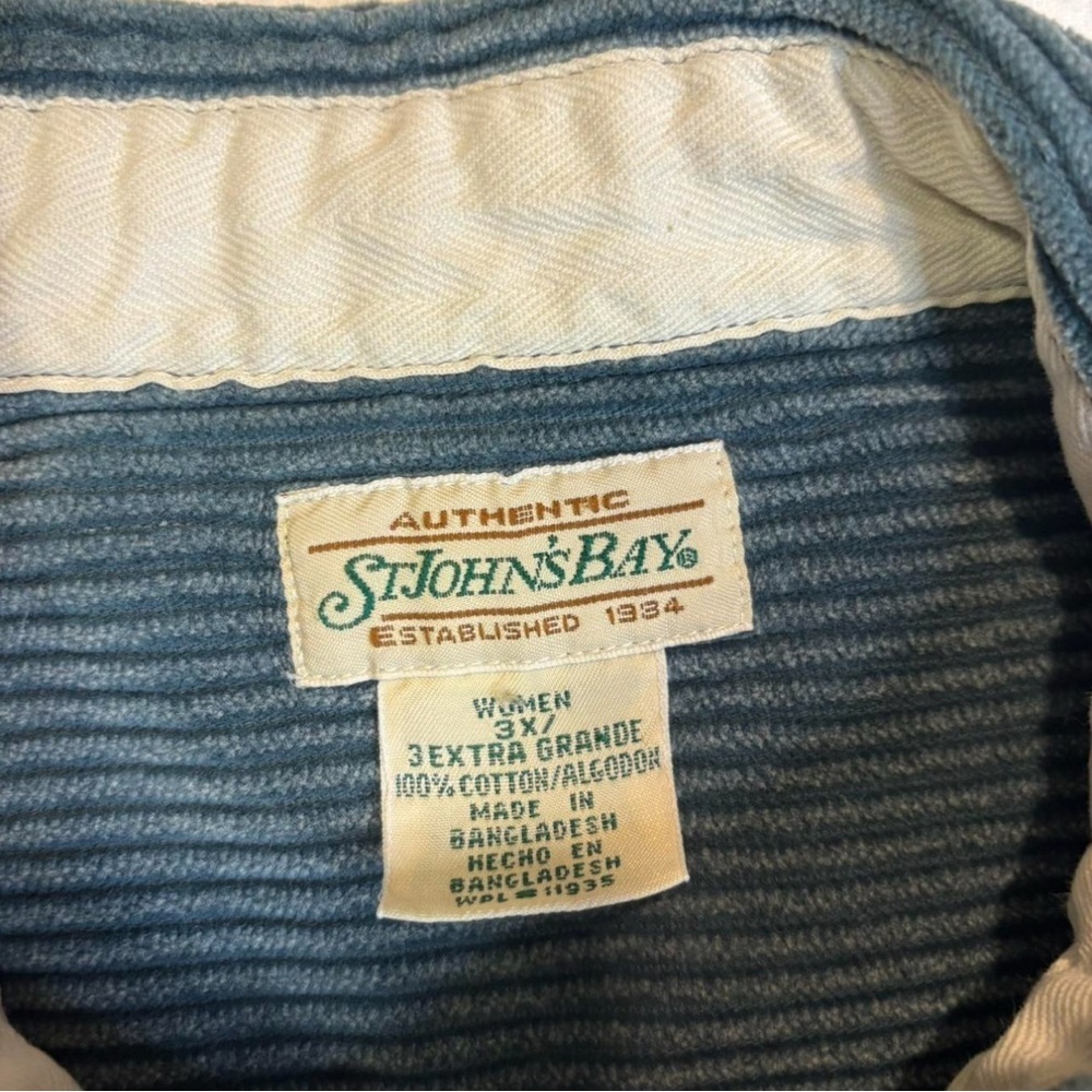 Vintage St. John’s Bay Corduroy Shacket 3X Cropped Oversized Button Up Blue - Picture 3 of 3